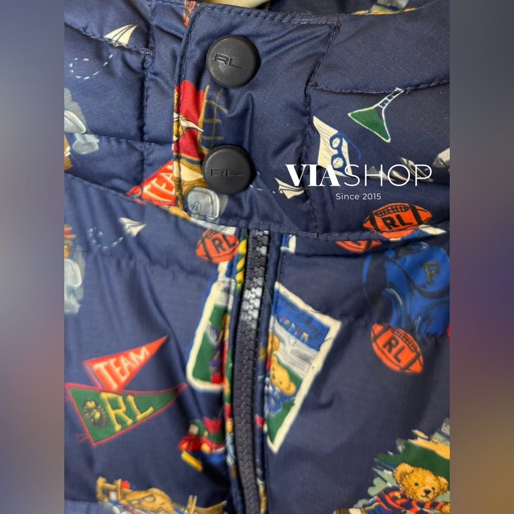 Polo Bear by Ralph Lauren Kid’s Water-Repellent Down Jacket, Multi, Retail $195 - Picture 5 of 9